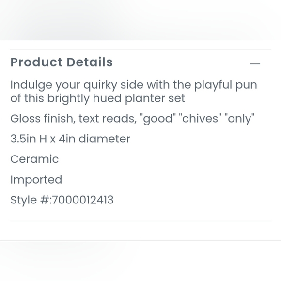 Rae Dunn "Good Chives Only" 3.5" Planter Set - Picture 3 of 3